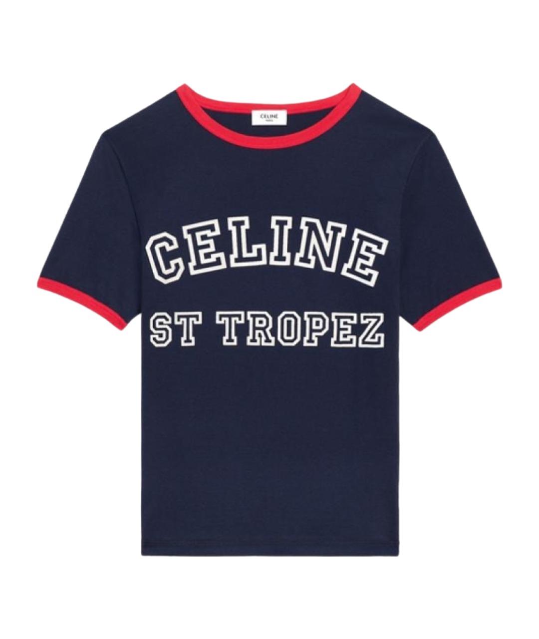 CELINE Темно-синяя футболка, фото 1