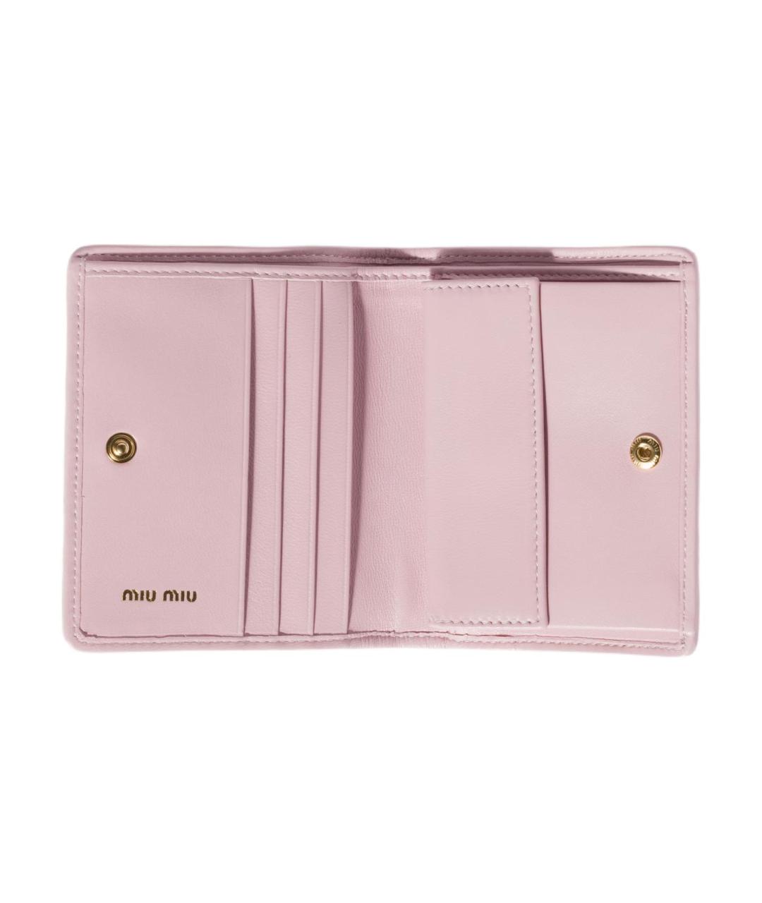 MIU MIU Розовый кожаный кошелек, фото 4