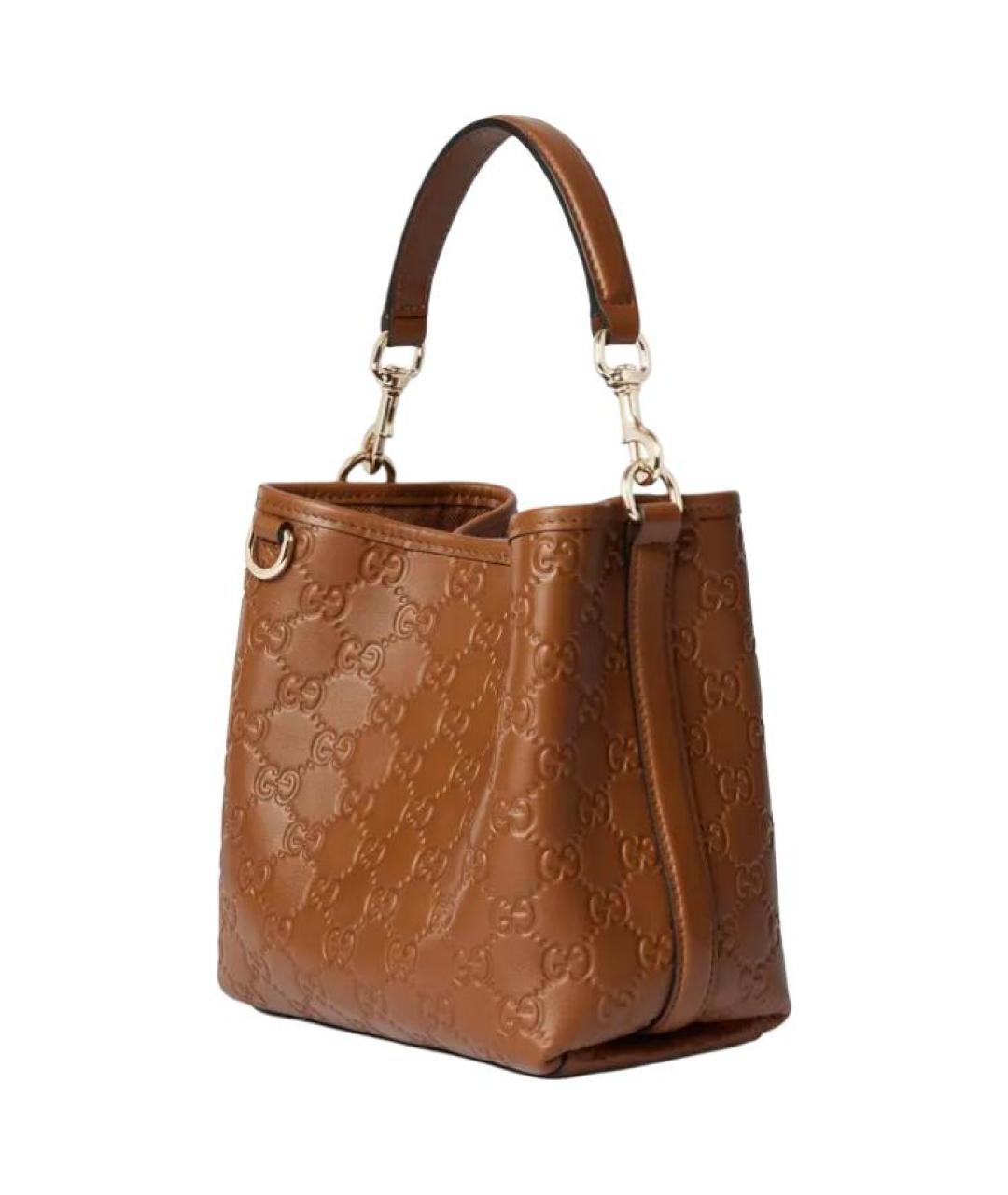 GUCCI Коричневая кожаная сумка через плечо, фото 4