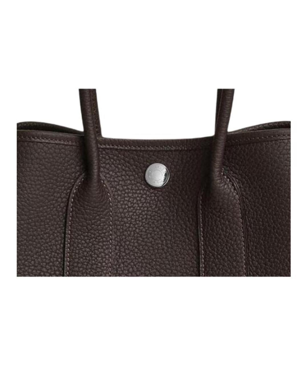 HERMES Коричневая кожаная сумка с короткими ручками, фото 4