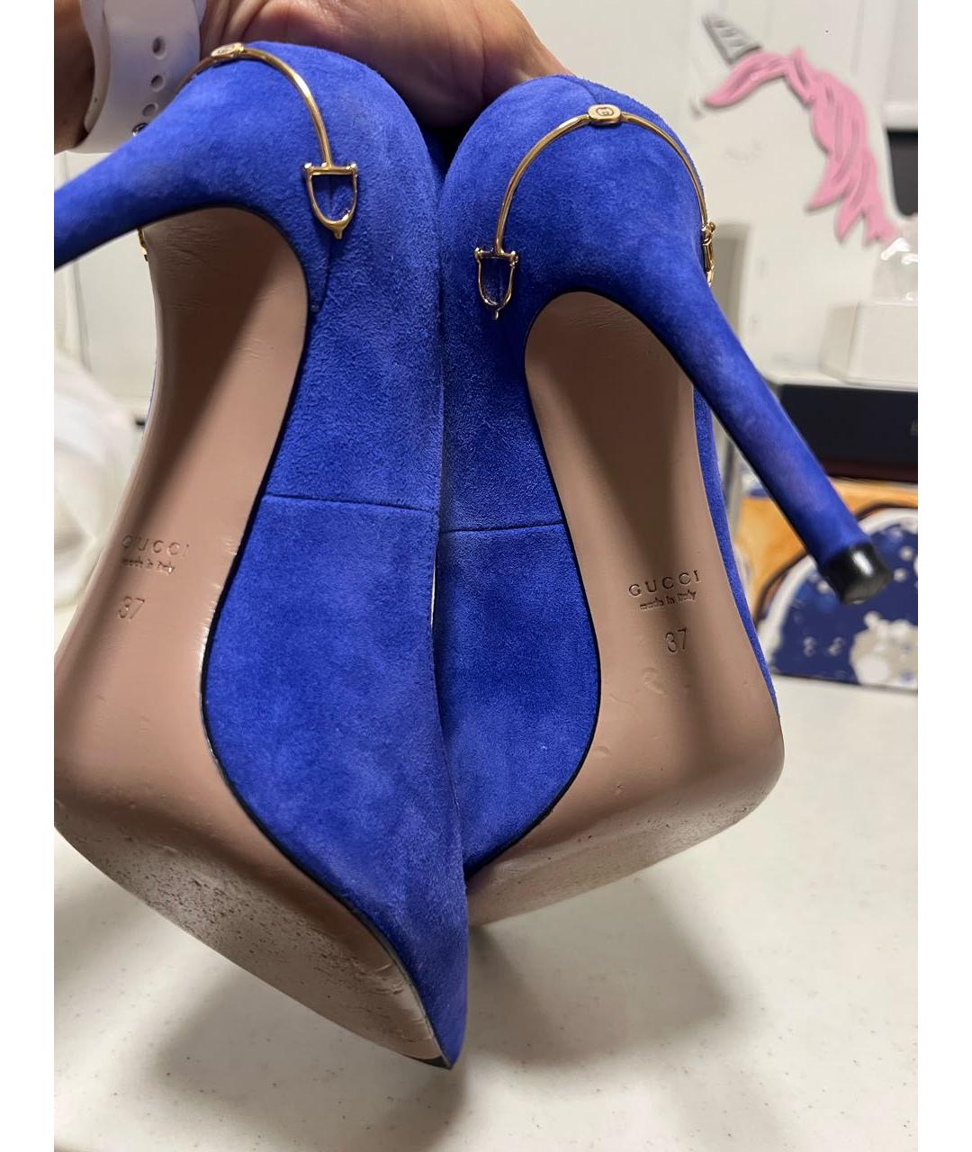 GUCCI Синие замшевые туфли, фото 5
