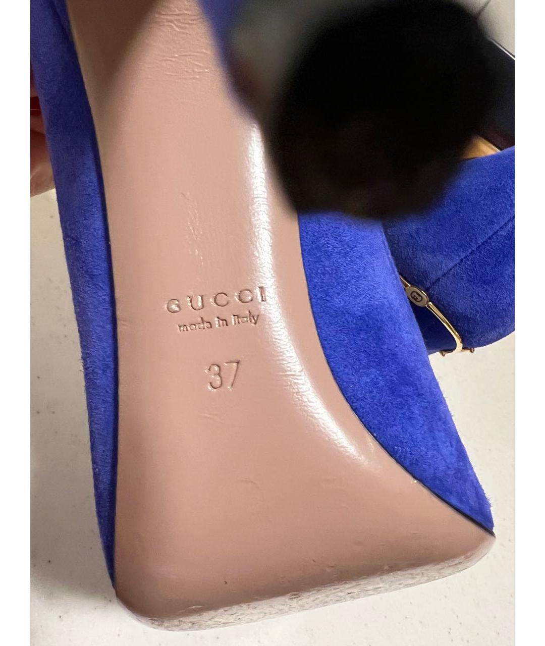 GUCCI Синие замшевые туфли, фото 4