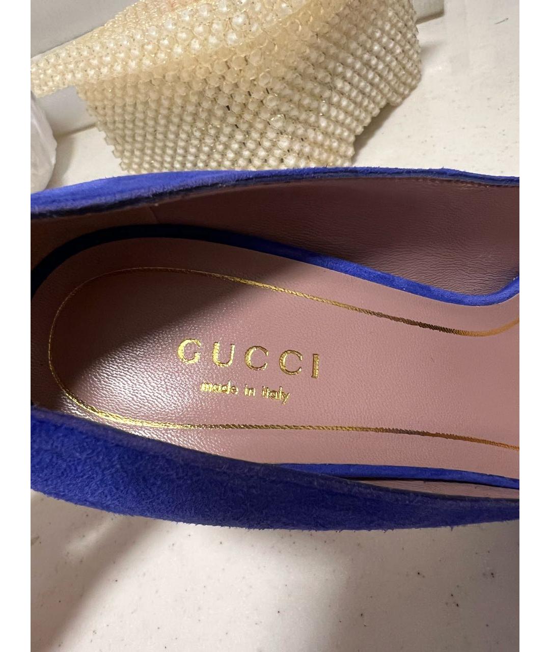 GUCCI Синие замшевые туфли, фото 8