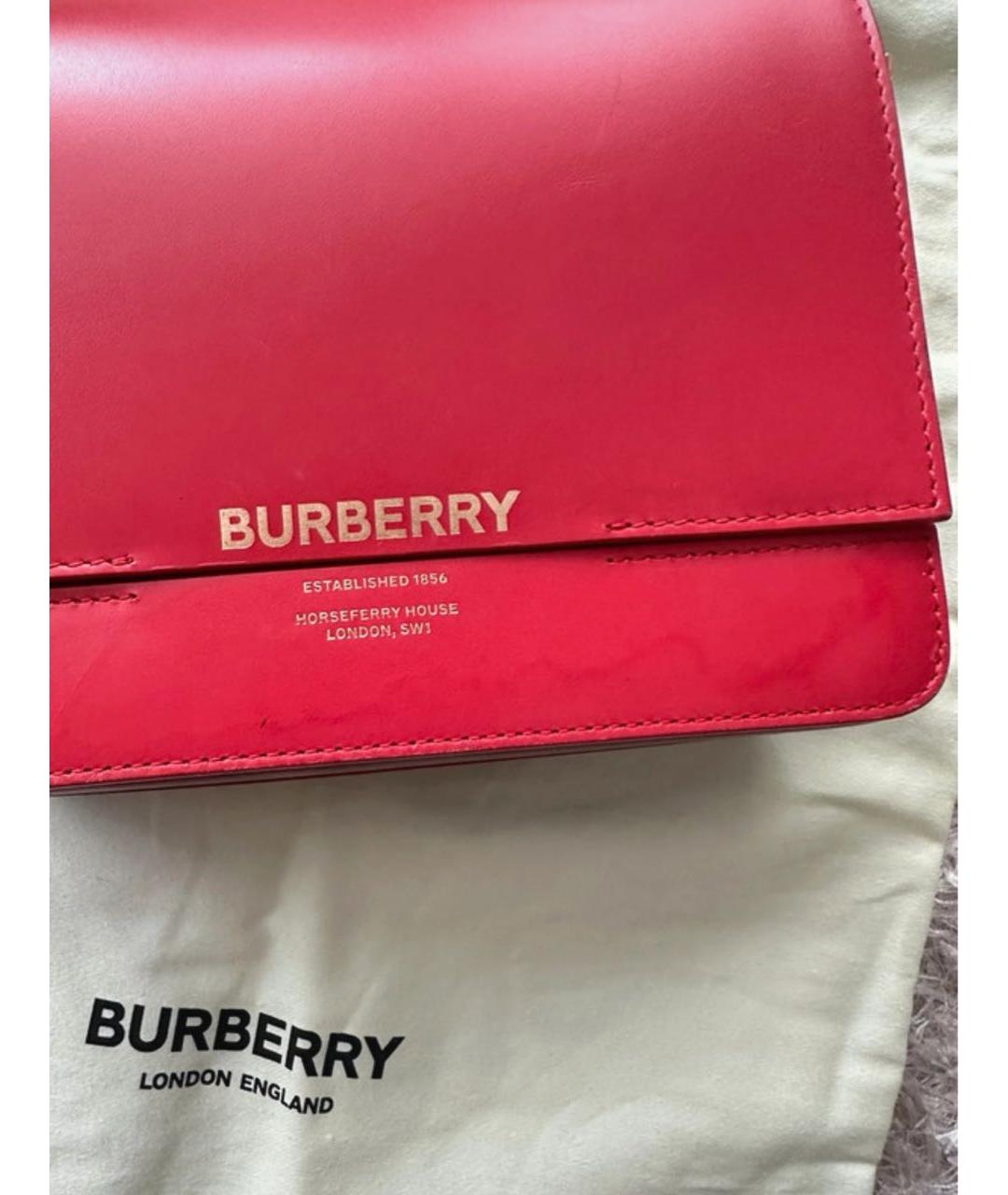 BURBERRY Красная кожаная сумка через плечо, фото 2