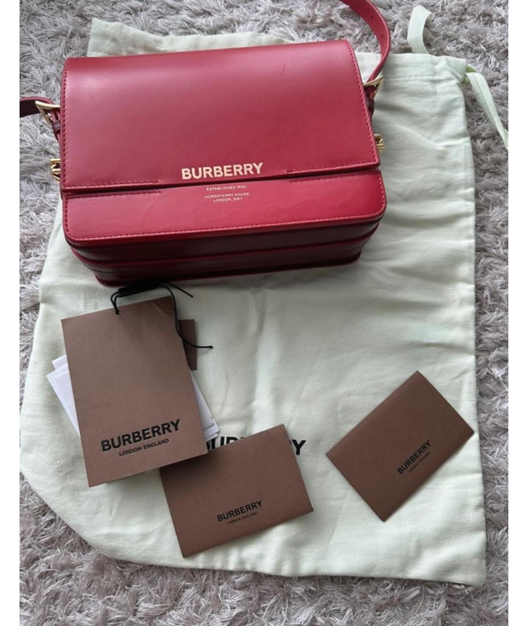 BURBERRY Красная кожаная сумка через плечо, фото 3
