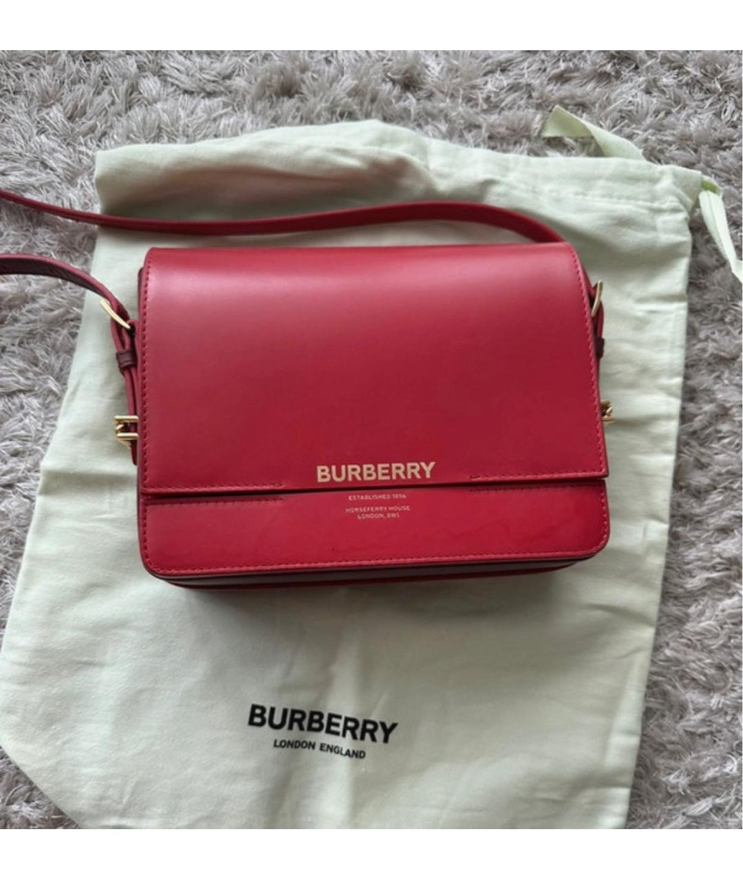 BURBERRY Красная кожаная сумка через плечо, фото 7