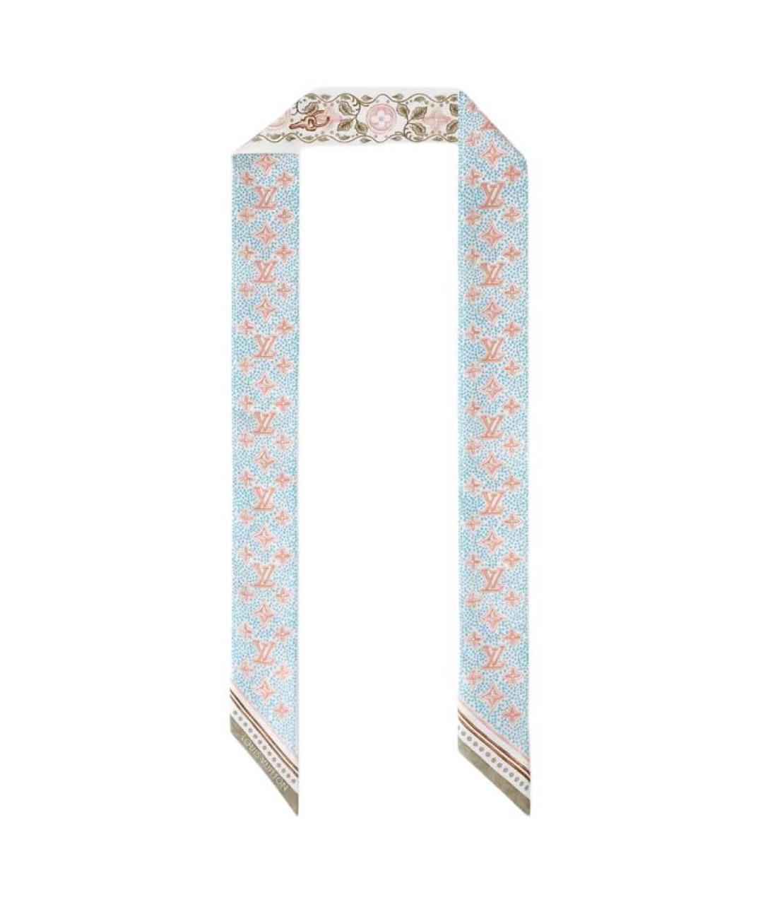 LOUIS VUITTON Голубой шелковый шарф, фото 1