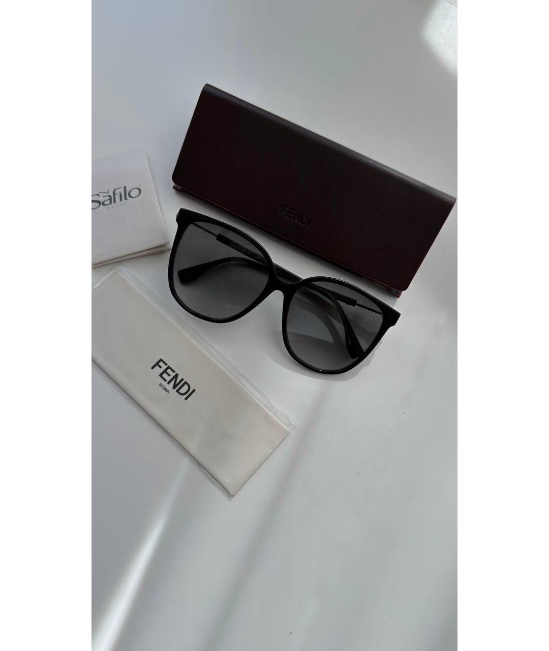 FENDI Черные пластиковые солнцезащитные очки, фото 2