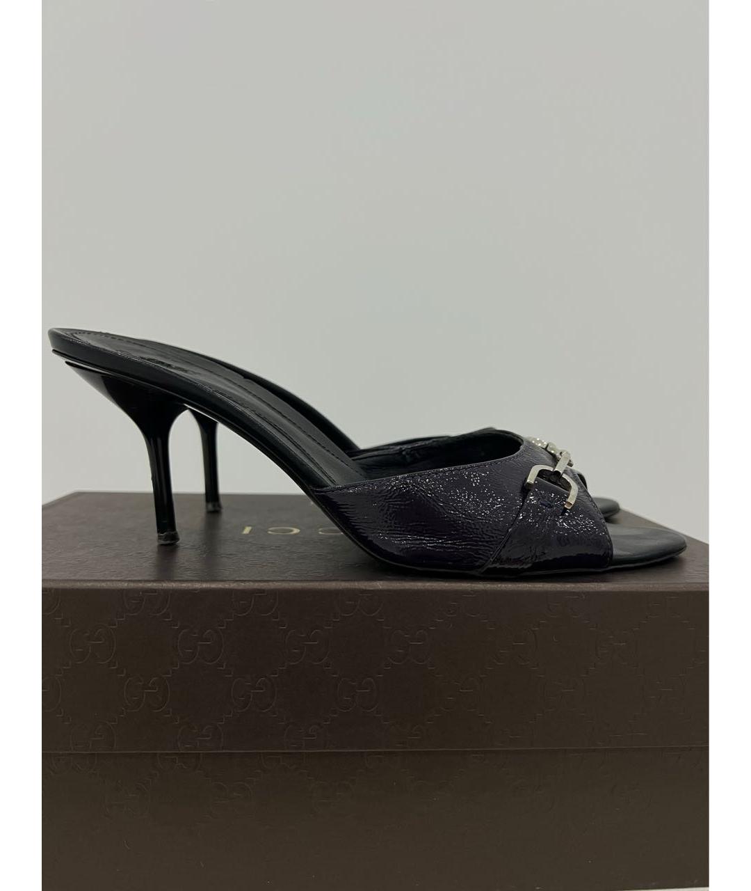 GUCCI Фиолетовые кожаные мюли, фото 2