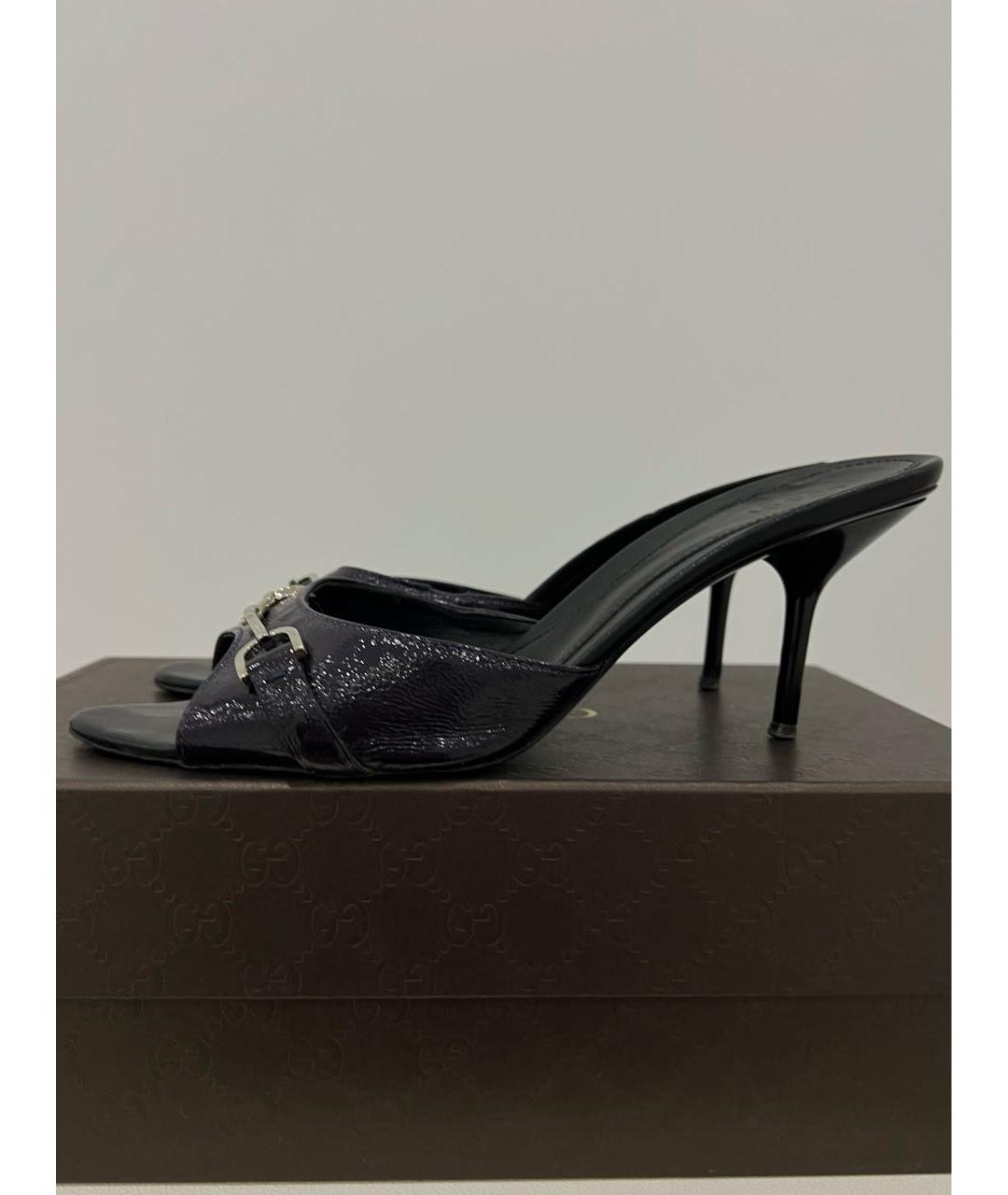 GUCCI Фиолетовые кожаные мюли, фото 4