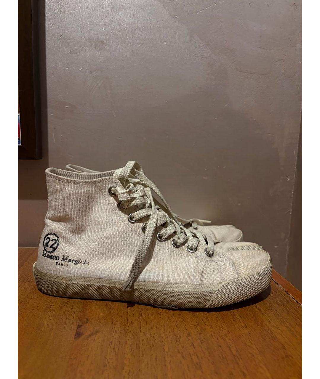 MAISON MARGIELA Белые текстильные высокие кроссовки / кеды, фото 7