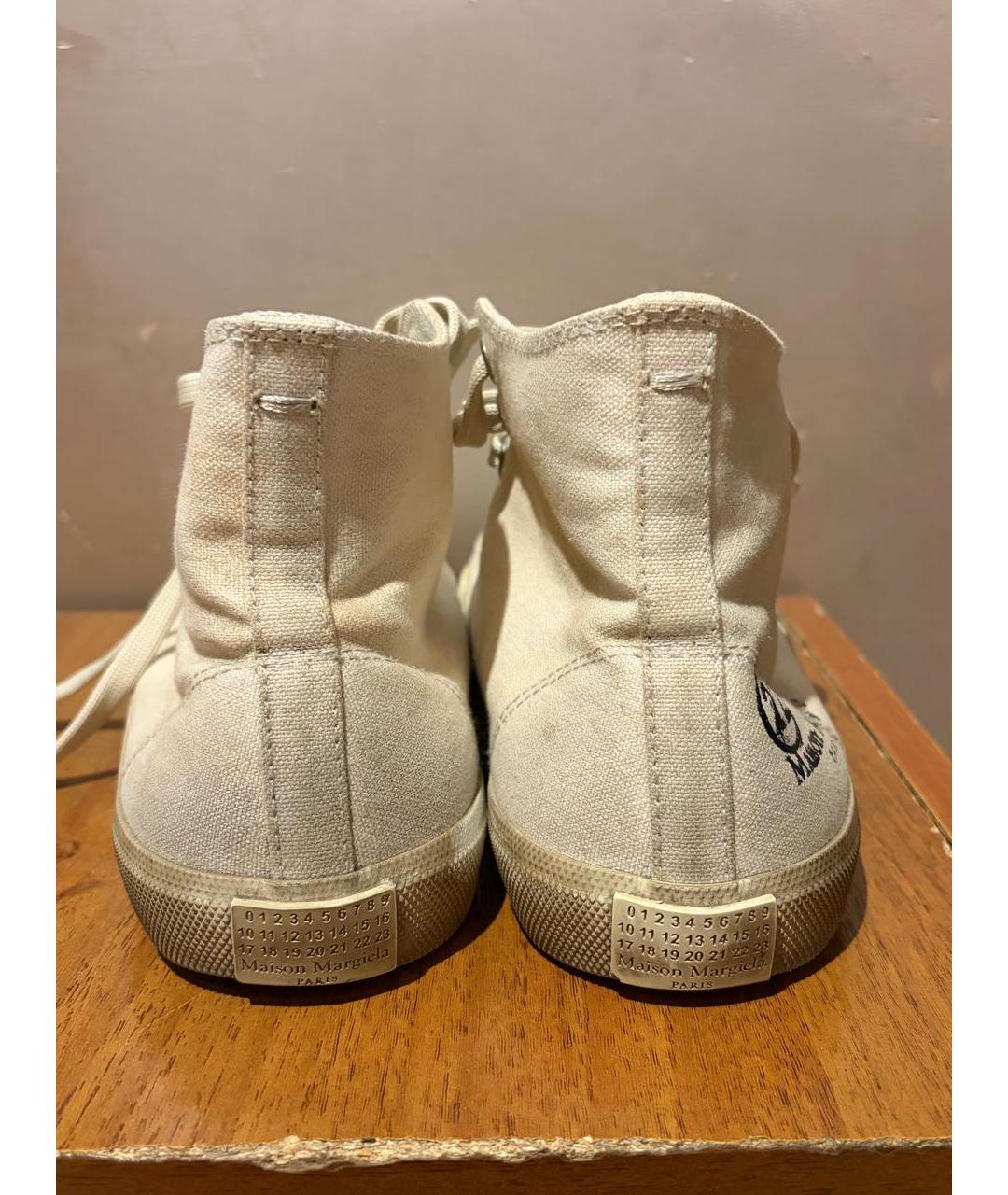 MAISON MARGIELA Белые текстильные высокие кроссовки / кеды, фото 4