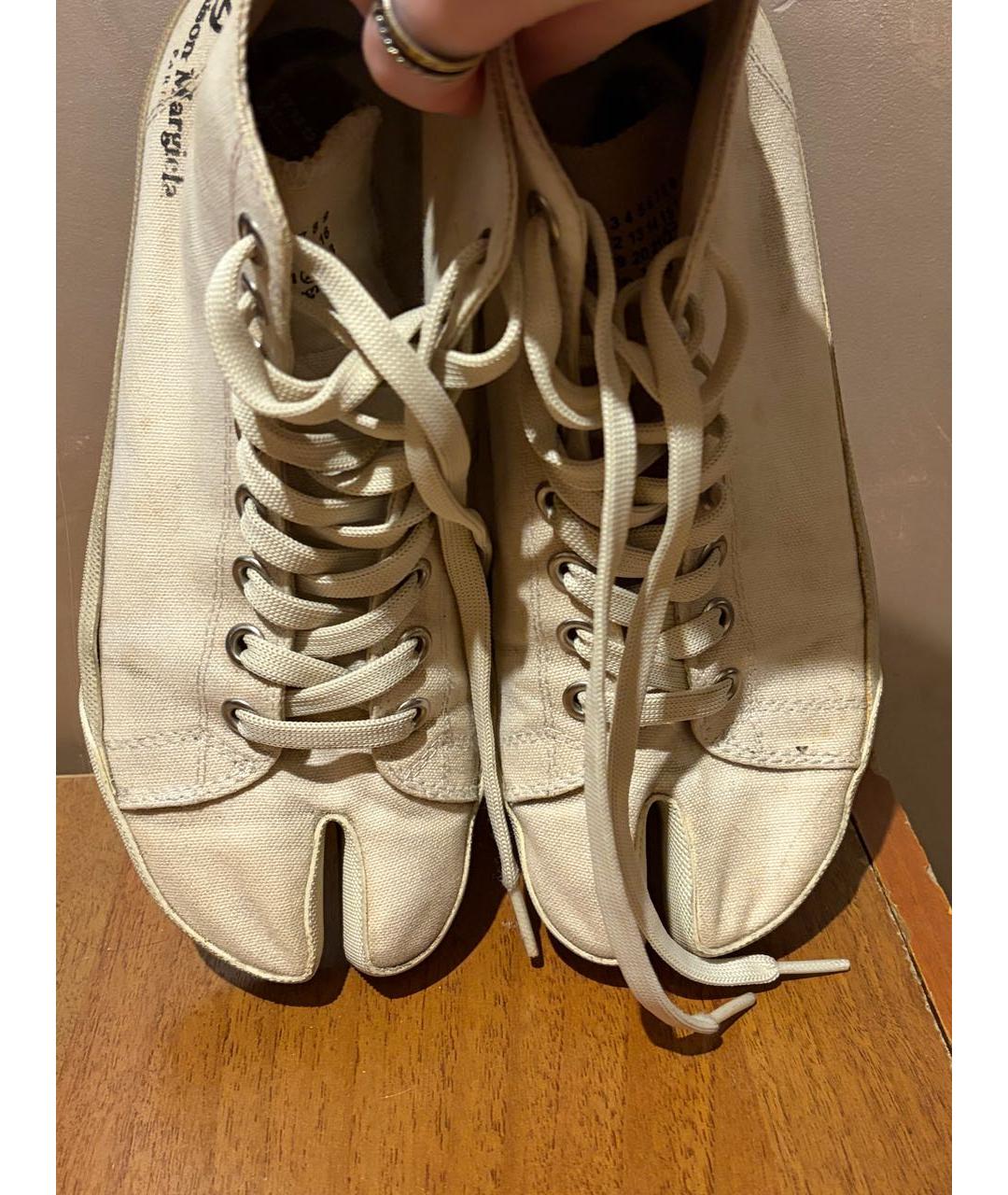 MAISON MARGIELA Белые текстильные высокие кроссовки / кеды, фото 3