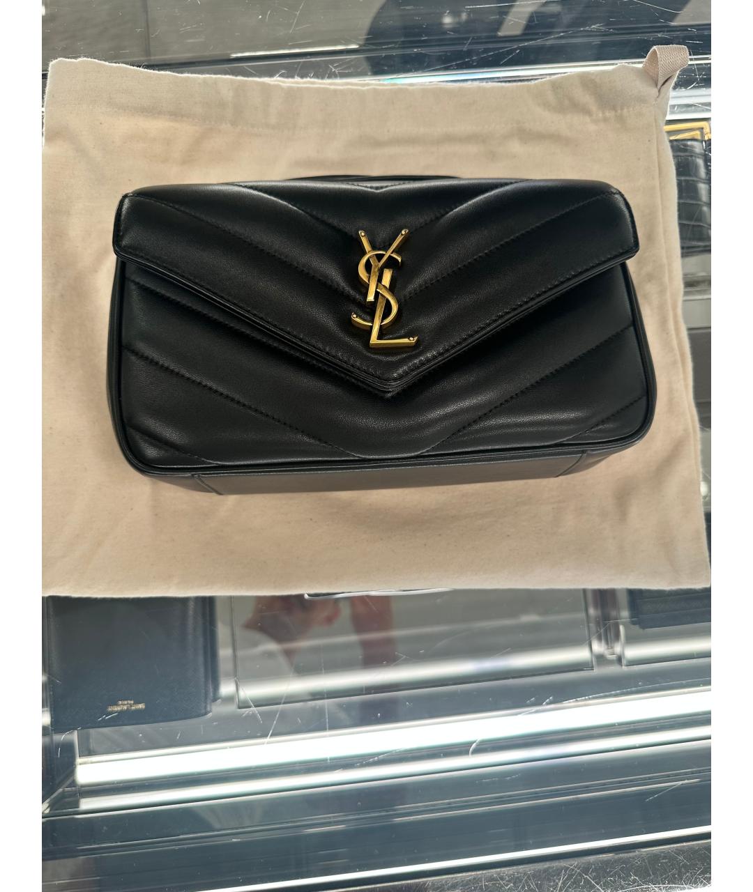 SAINT LAURENT Черная кожаная сумка через плечо, фото 4
