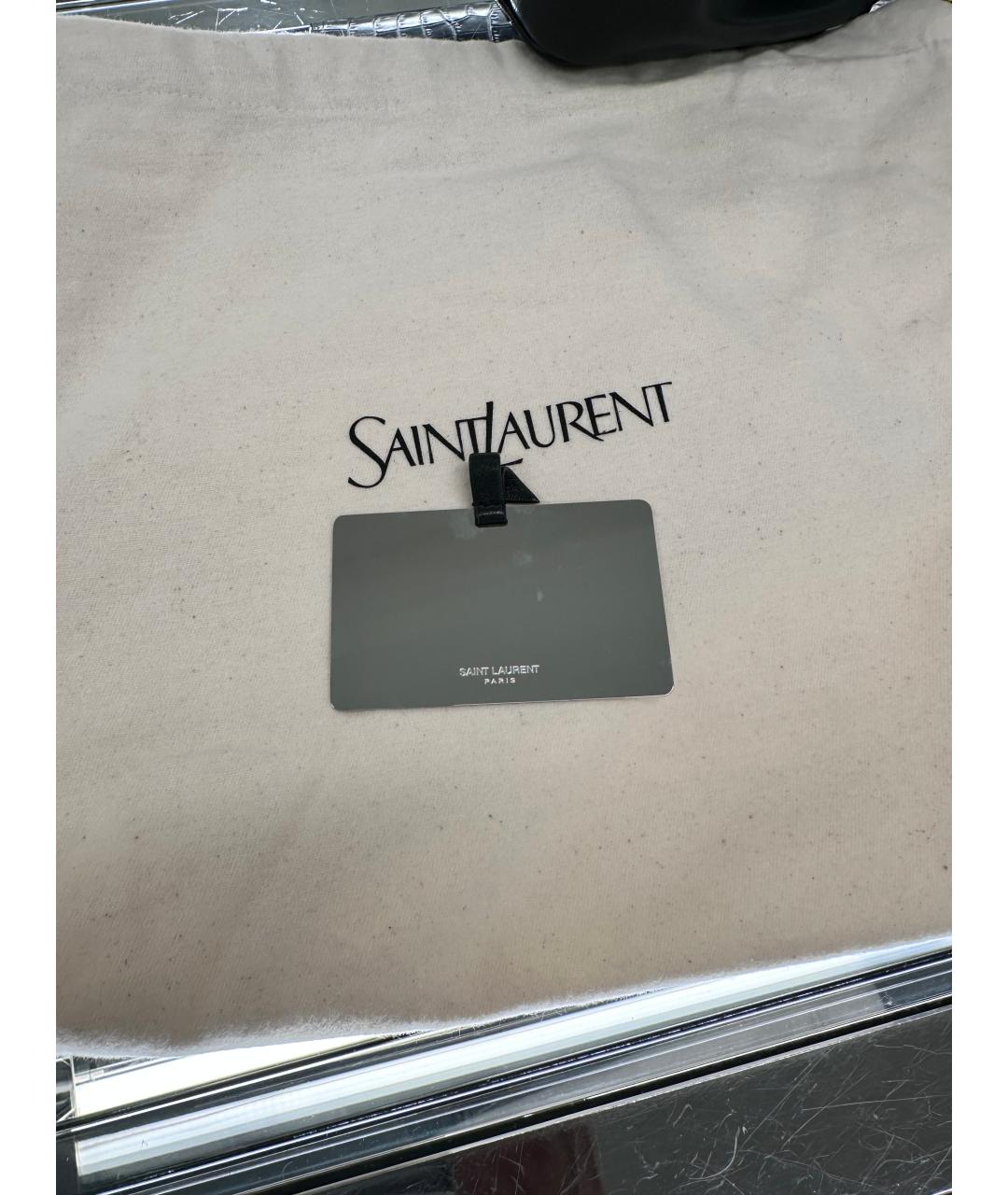 SAINT LAURENT Черная кожаная сумка через плечо, фото 3