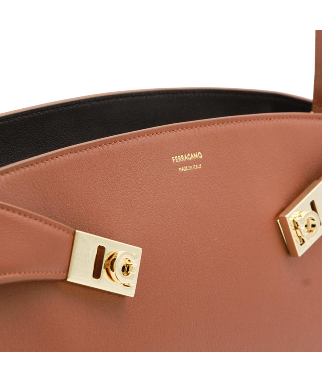 FERRAGAMO Коричневая кожаная сумка через плечо, фото 4