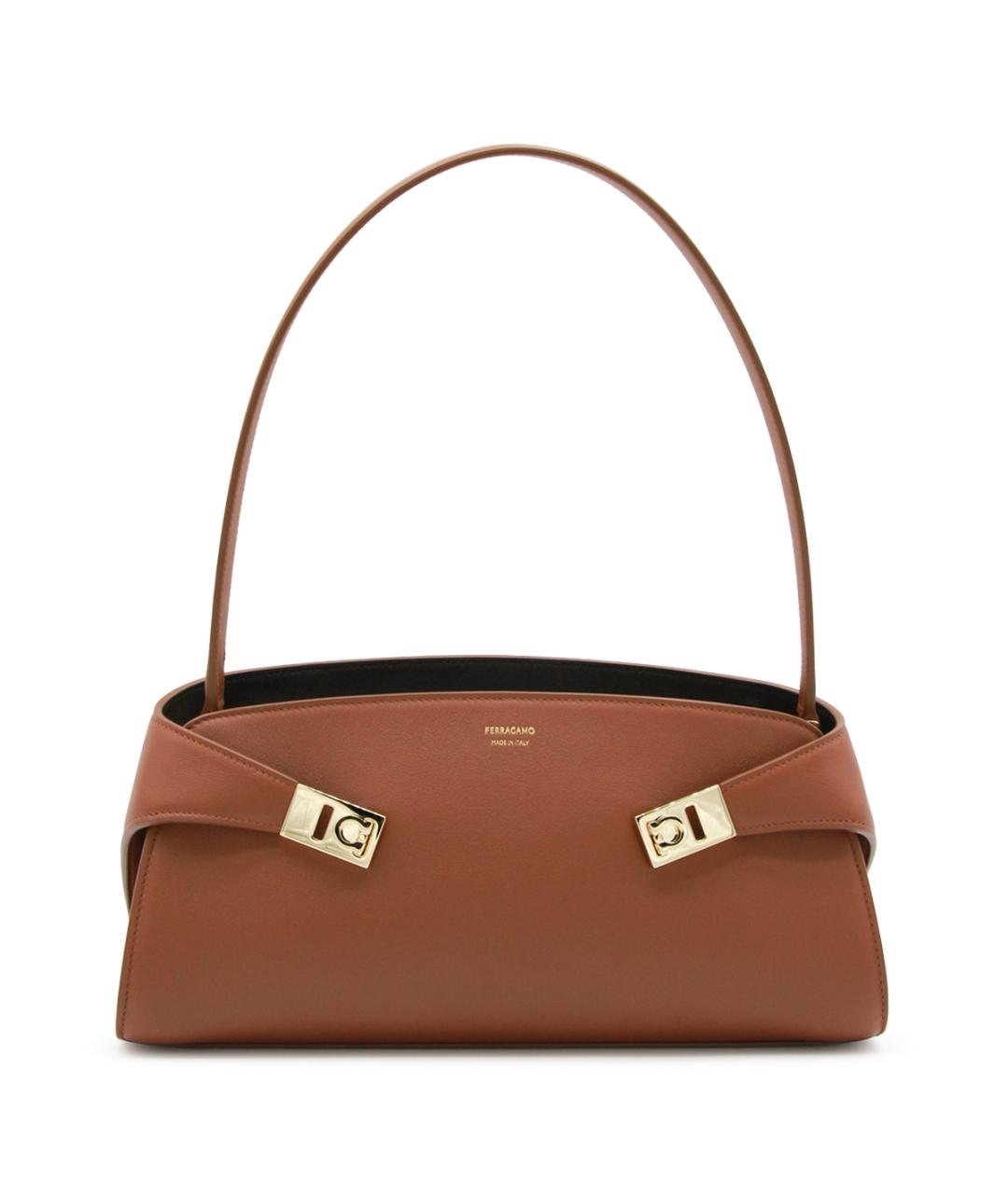 FERRAGAMO Коричневая кожаная сумка через плечо, фото 1