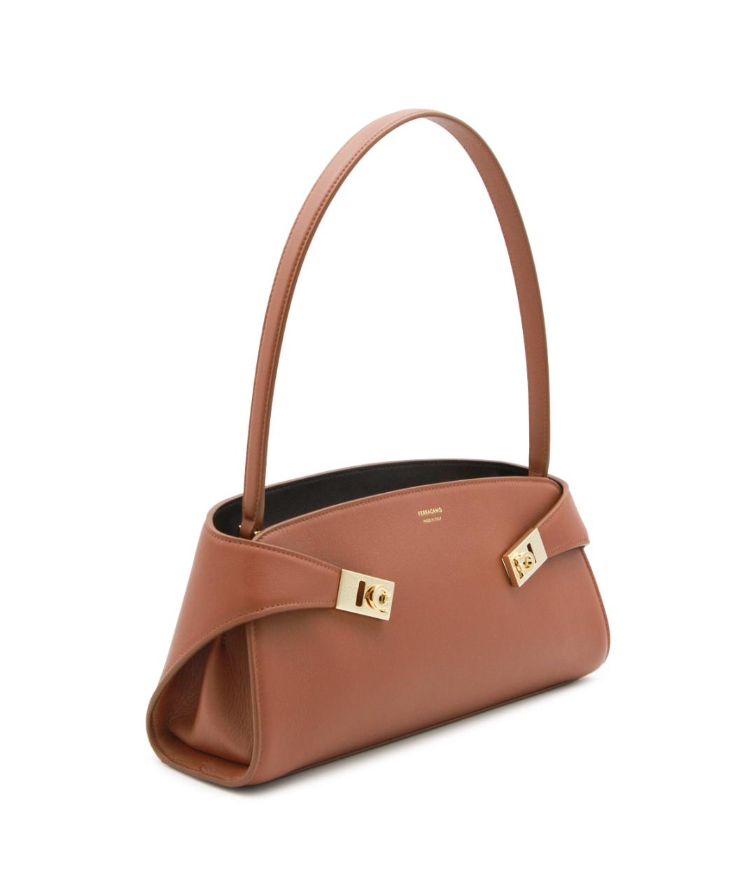 FERRAGAMO Коричневая кожаная сумка через плечо, фото 2