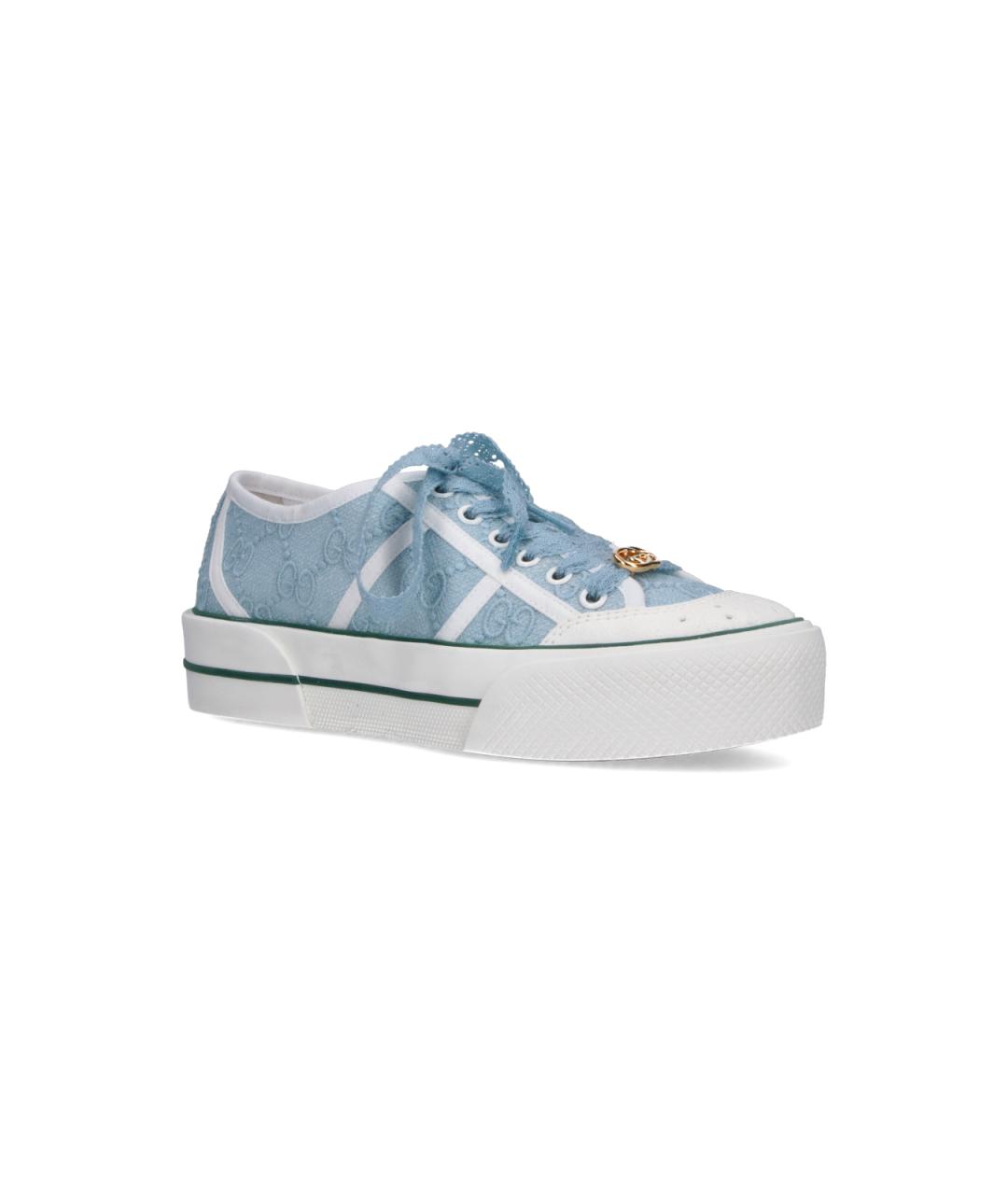 GUCCI Голубые текстильные кроссовки, фото 2