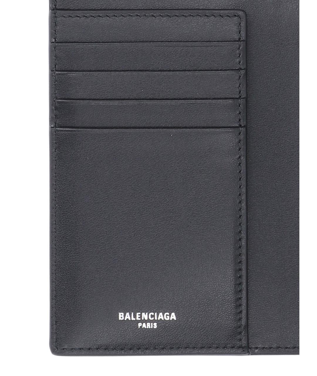 BALENCIAGA Черный кожаный кошелек, фото 4