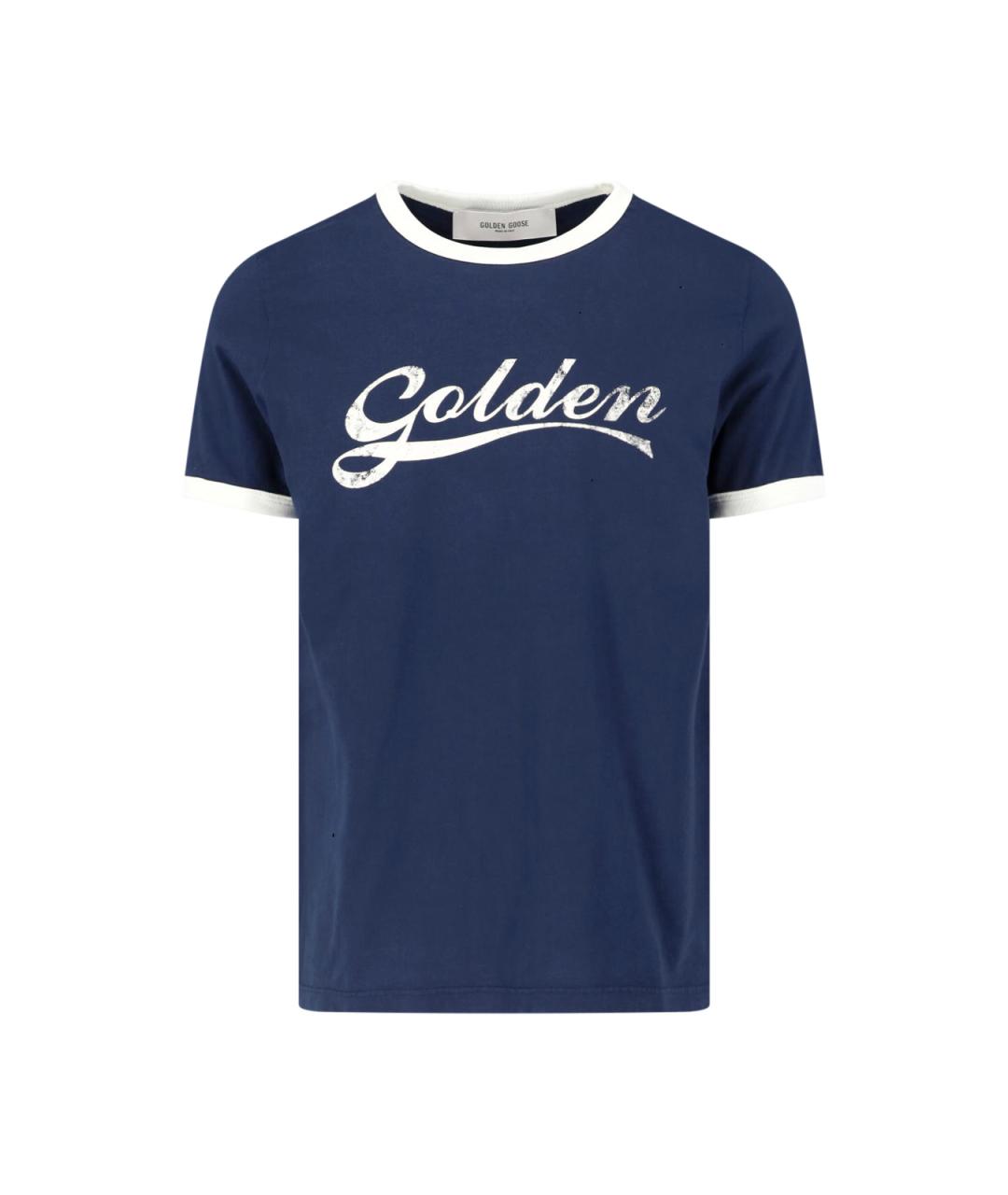 GOLDEN GOOSE Синяя хлопковая футболка, фото 1