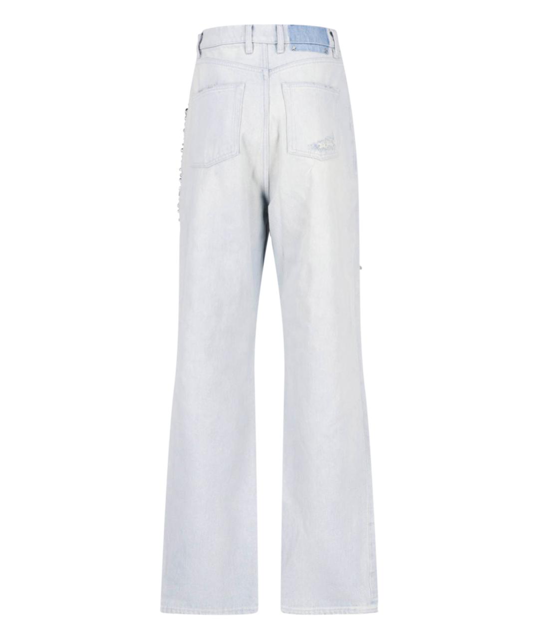 GOLDEN GOOSE DELUXE BRAND Голубые хлопковые прямые джинсы, фото 2