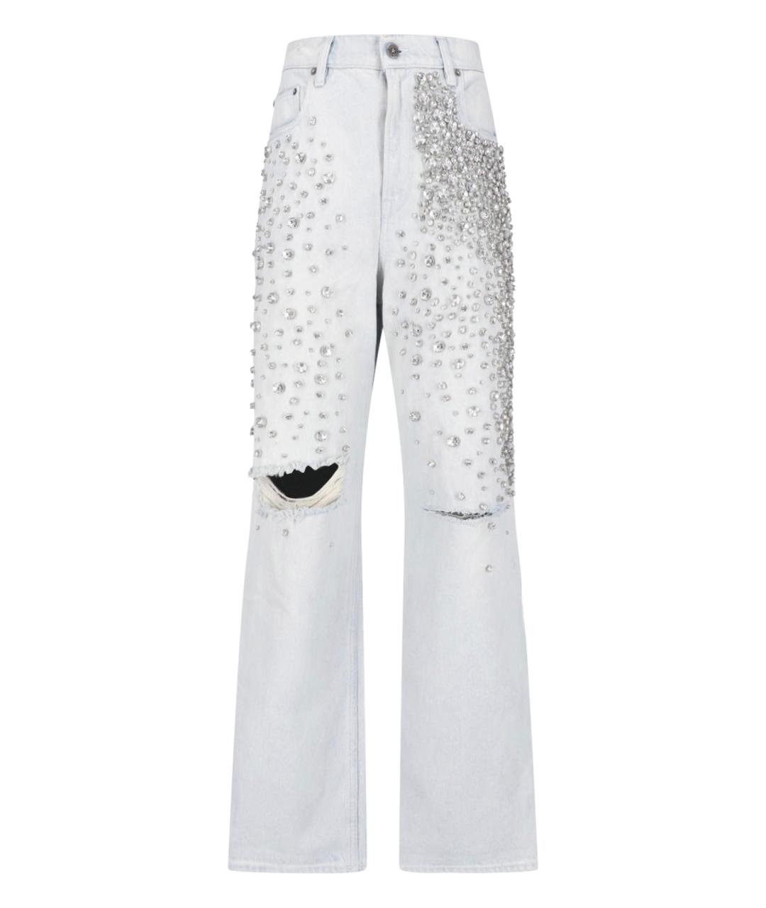 GOLDEN GOOSE DELUXE BRAND Голубые хлопковые прямые джинсы, фото 1