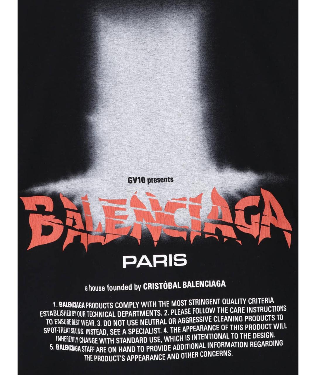 BALENCIAGA Черная хлопковая футболка, фото 3