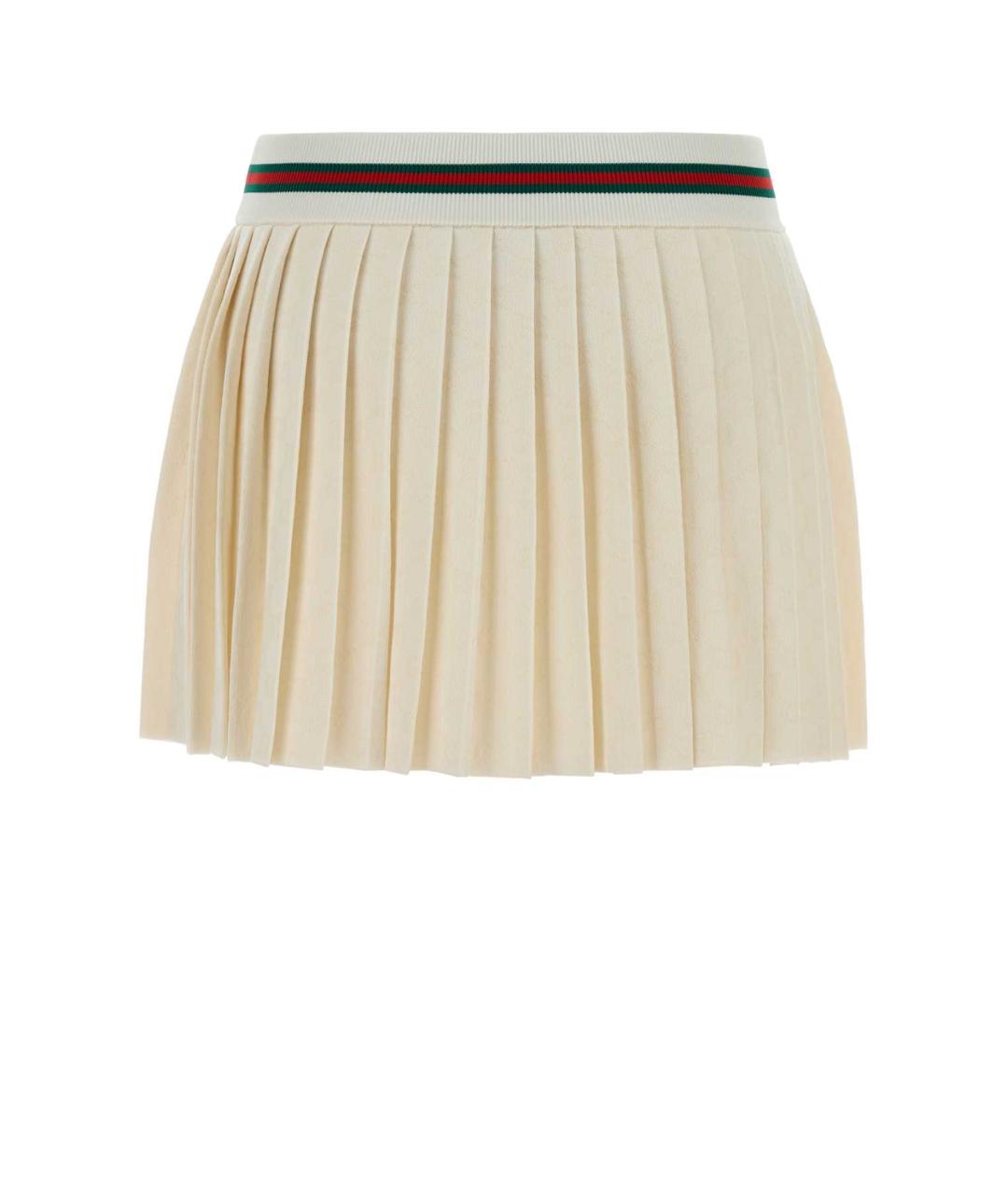 GUCCI Белая хлопковая юбка мини, фото 2