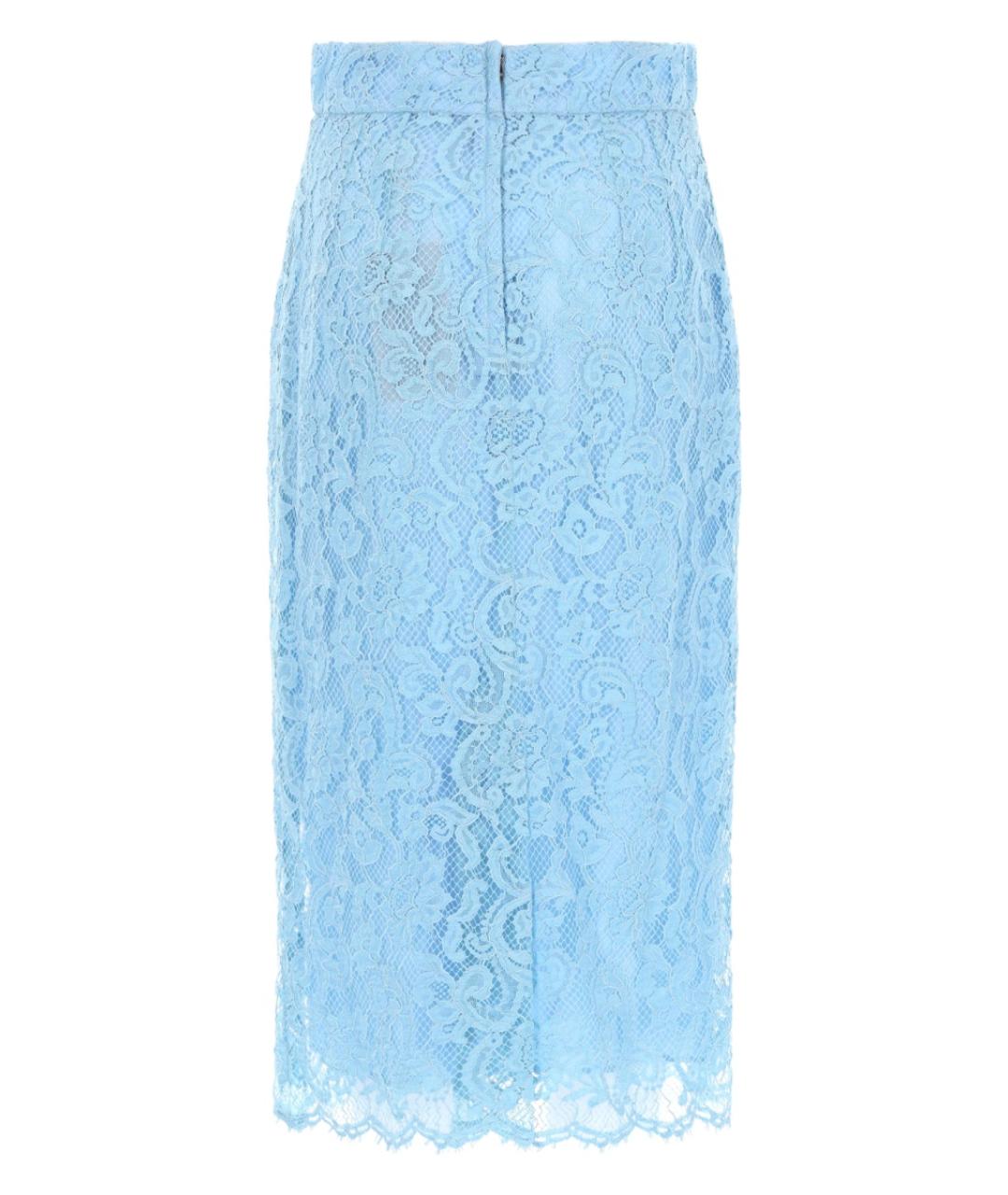DOLCE&GABBANA Голубая хлопковая юбка миди, фото 3