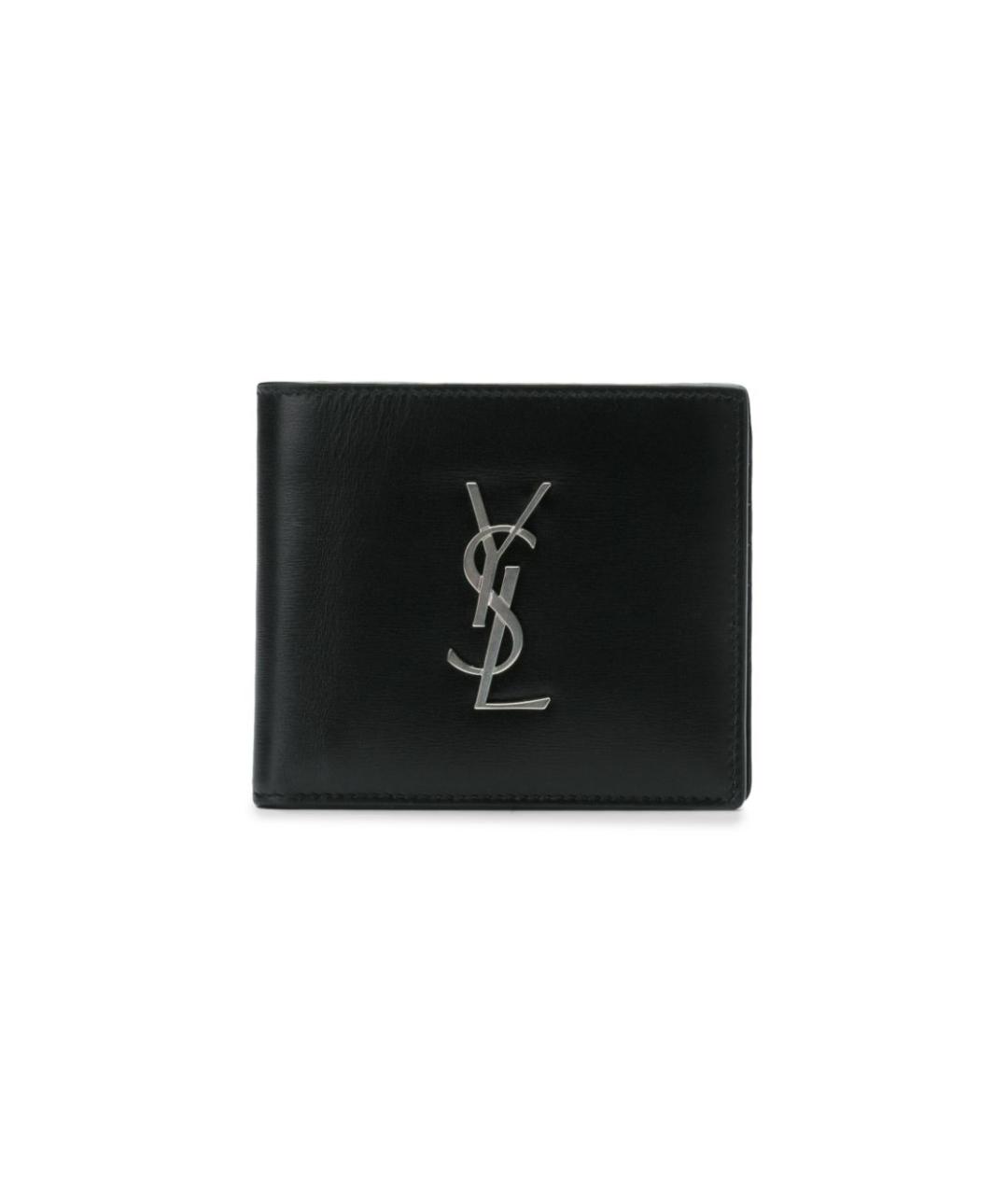 SAINT LAURENT Черный кожаный кошелек, фото 4