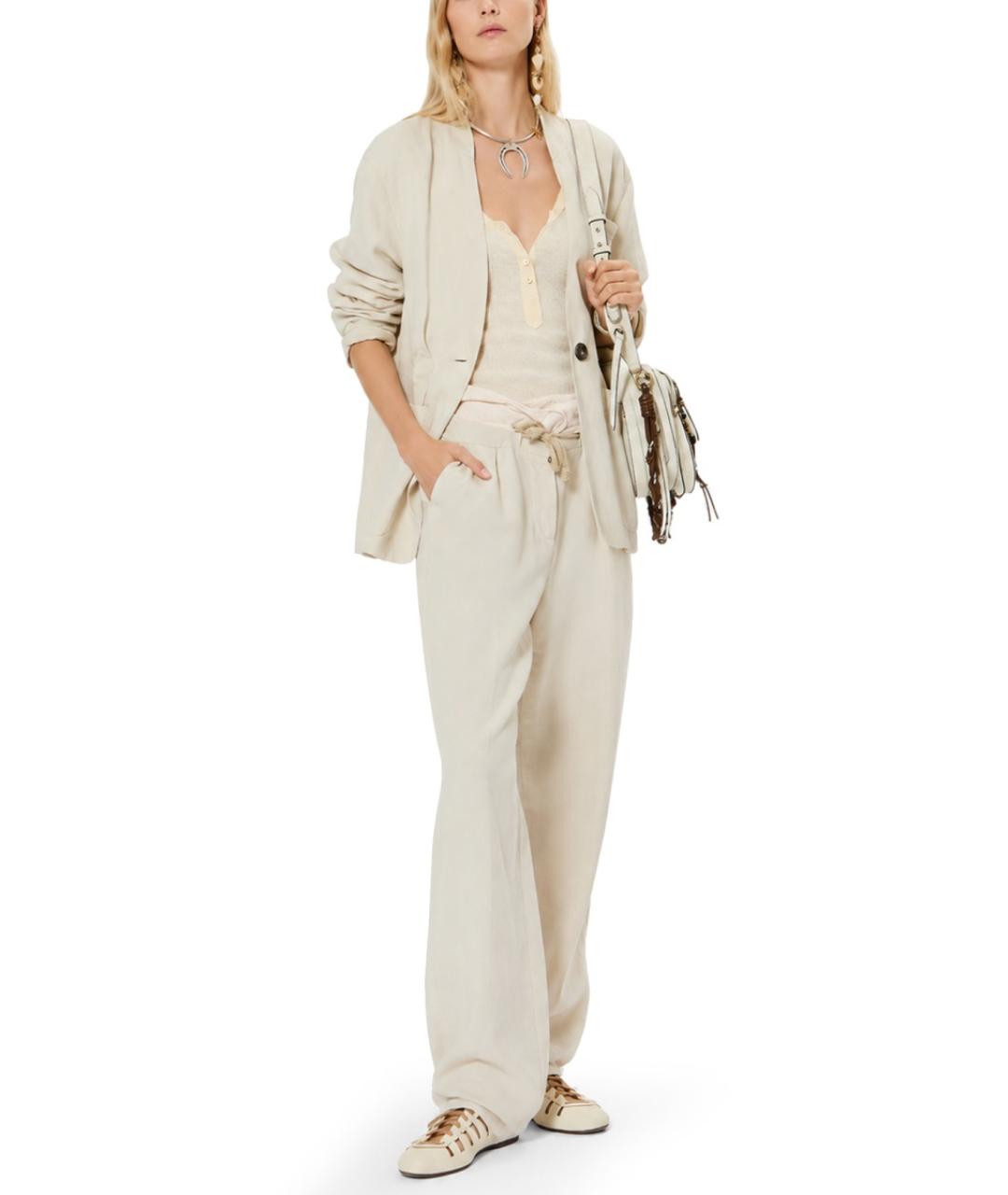 ISABEL MARANT Бежевые льняные прямые брюки, фото 1