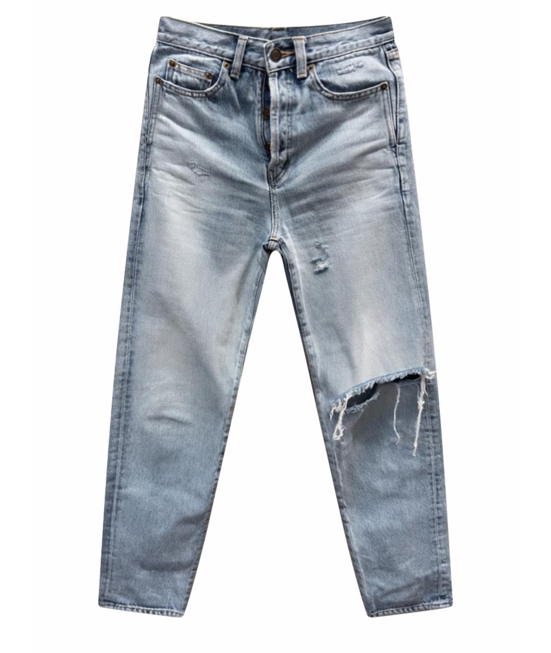 SAINT LAURENT Голубые хлопковые джинсы слим, фото 1