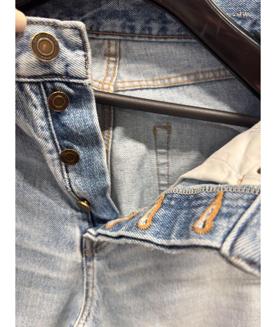SAINT LAURENT Голубые хлопковые джинсы слим, фото 4