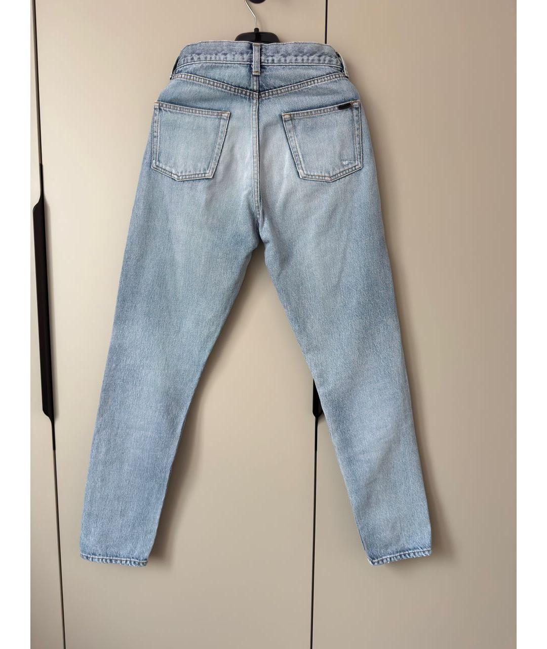 SAINT LAURENT Голубые хлопковые джинсы слим, фото 2