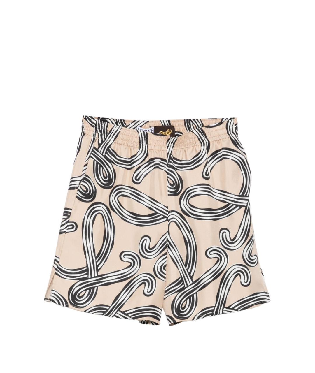 LOEWE Бежевые шелковые прямые брюки, фото 1