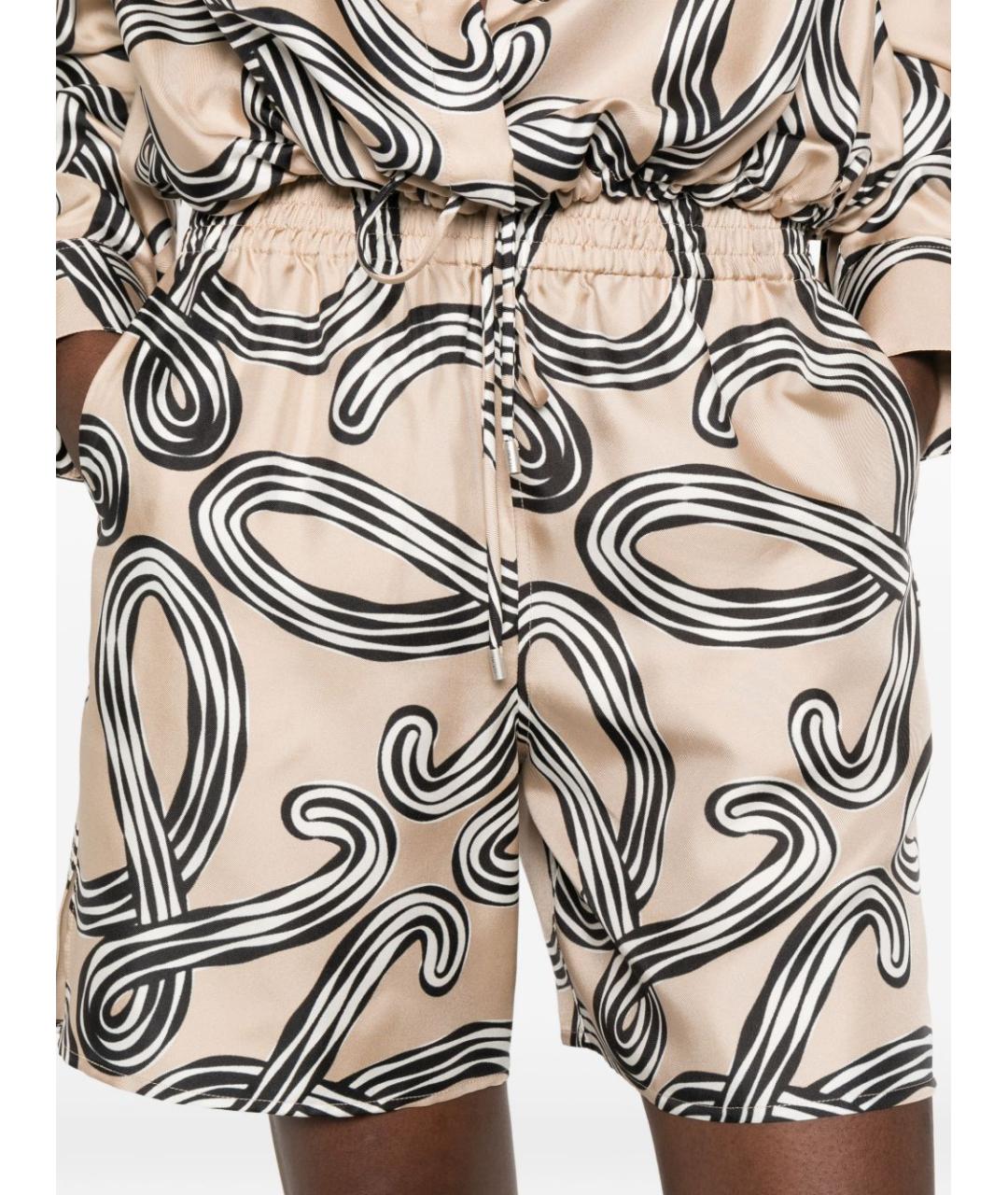 LOEWE Бежевые шелковые прямые брюки, фото 3