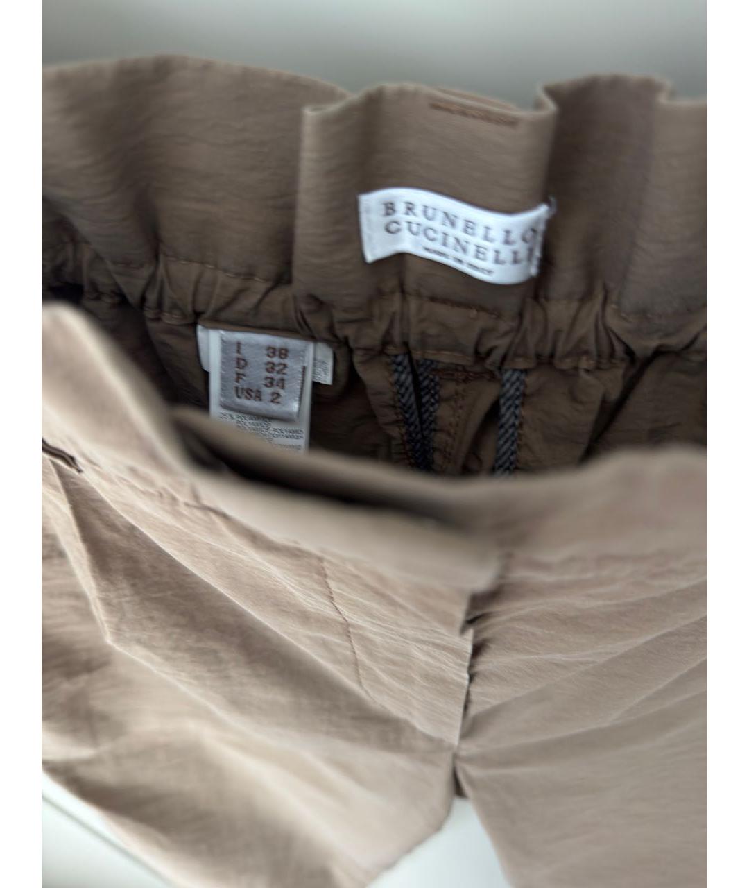 BRUNELLO CUCINELLI Коричневые хлопковые прямые брюки, фото 5