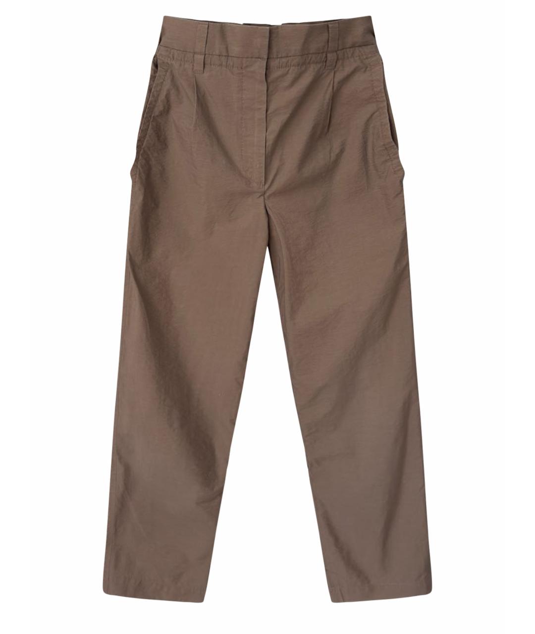 BRUNELLO CUCINELLI Коричневые хлопковые прямые брюки, фото 1