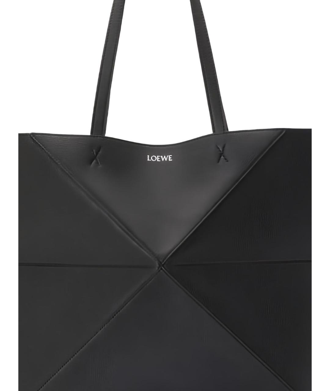 LOEWE Черная кожаная сумка тоут, фото 2