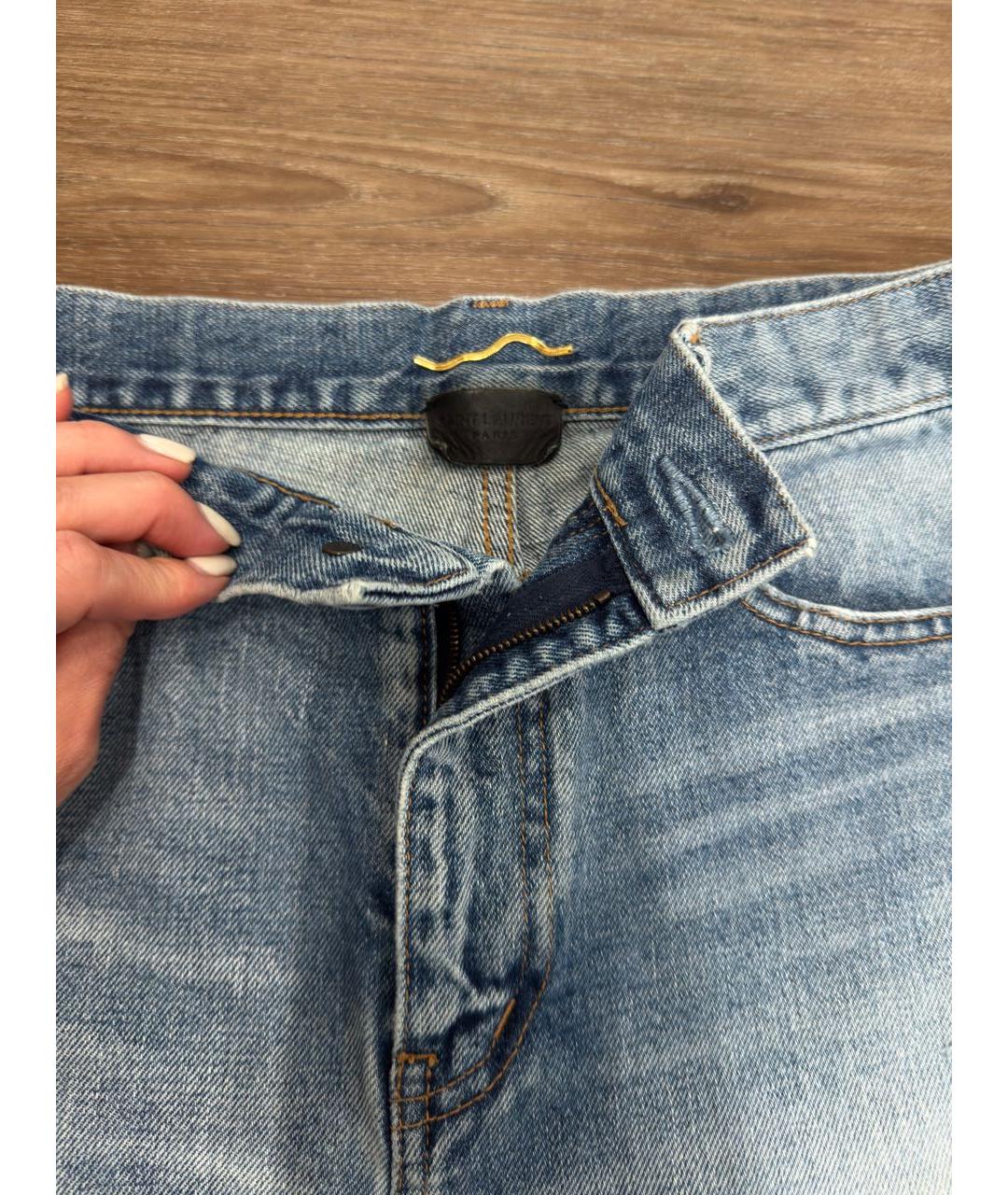 SAINT LAURENT Голубые хлопковые шорты, фото 3