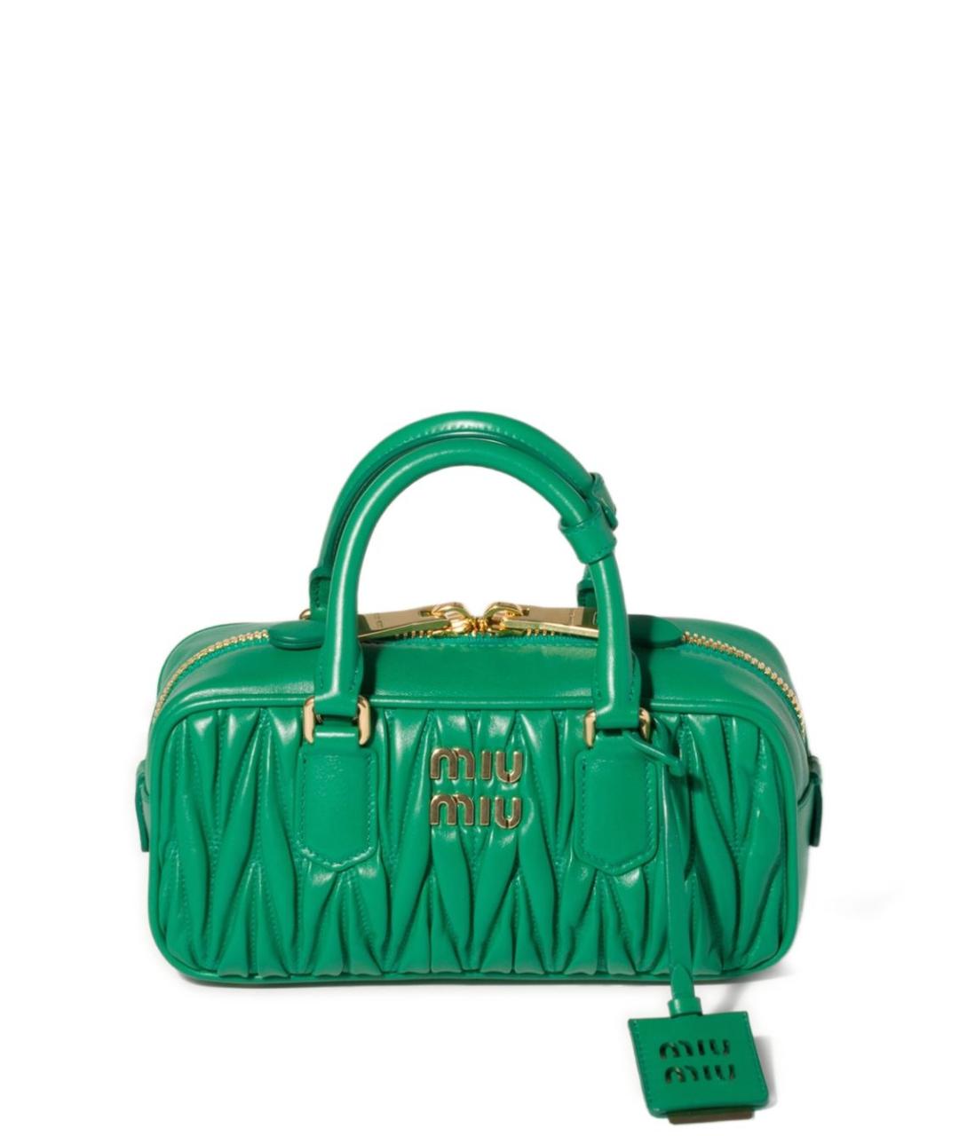 MIU MIU Зеленая кожаная сумка тоут, фото 1