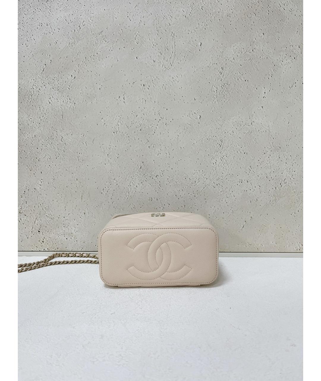 CHANEL Бежевая кожаная сумка через плечо, фото 4