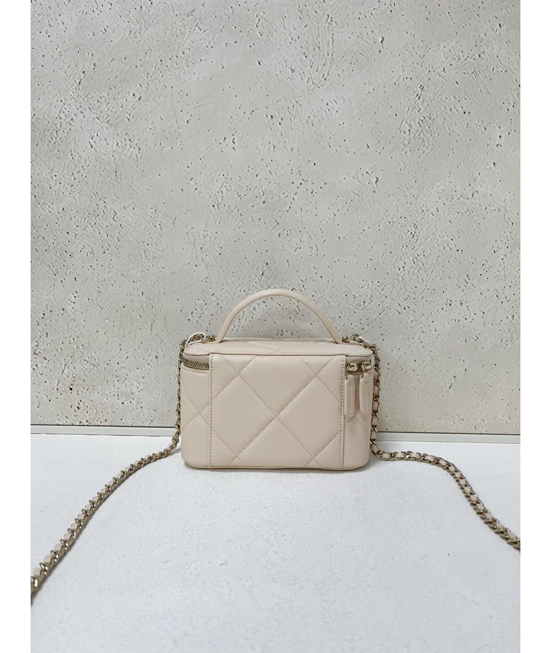 CHANEL Бежевая кожаная сумка через плечо, фото 2