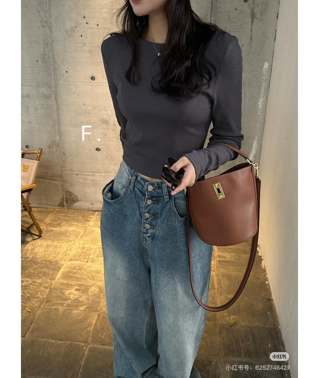 CELINE Коричневая кожаная сумка тоут, фото 6
