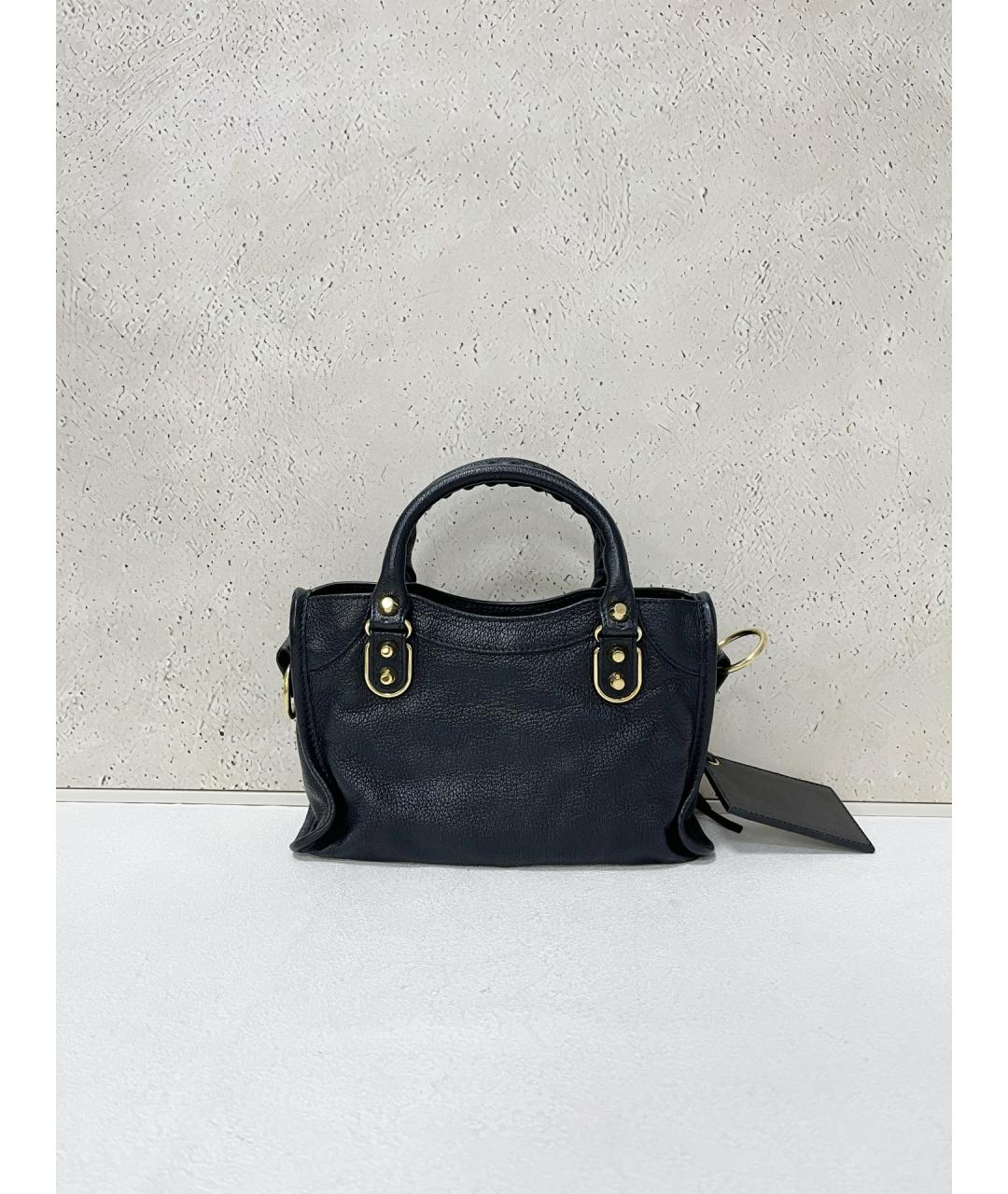 BALENCIAGA Черная кожаная сумка тоут, фото 2
