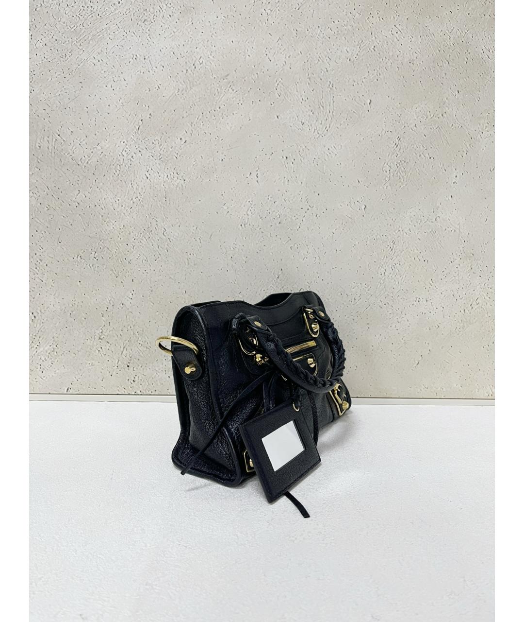 BALENCIAGA Черная кожаная сумка тоут, фото 4