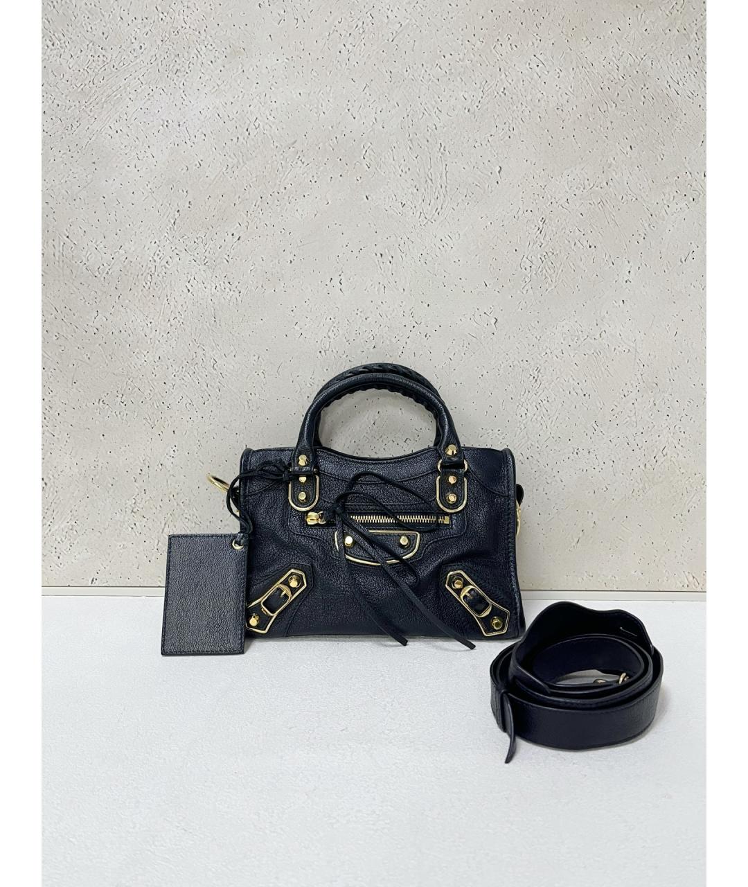 BALENCIAGA Черная кожаная сумка тоут, фото 7