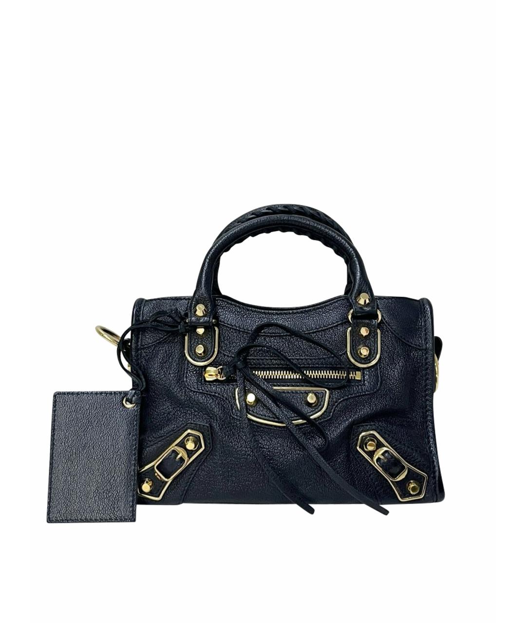 BALENCIAGA Черная кожаная сумка тоут, фото 1