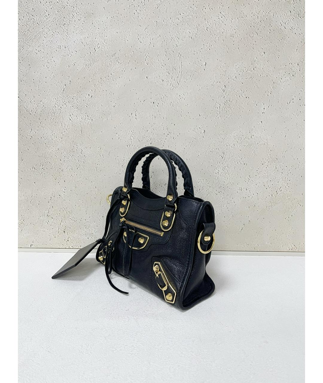 BALENCIAGA Черная кожаная сумка тоут, фото 3